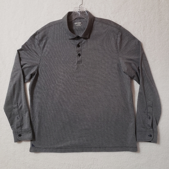🚫SOLD🚫UNTUCKit Damaschino Diamond Birdseye Long Sleeve Polo Shirt Mens Size - Picture 2 of 13